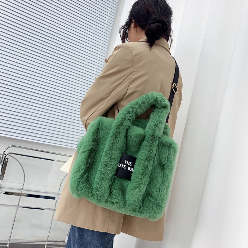 2022 Designer Faux Fur Tote Bag