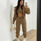 3 pieceLong Sleeve Zip Hoodies+Ribbed Tank+High Waist Three Pieces Outfit