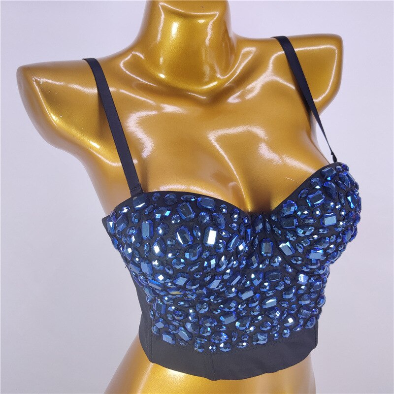 Sexy Sparkle Rhinestones Crop Top Corsets
