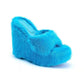 feminine high-heeled fur drag outdoor all-match shoes slippers round head wedges with mink fur ms slippers