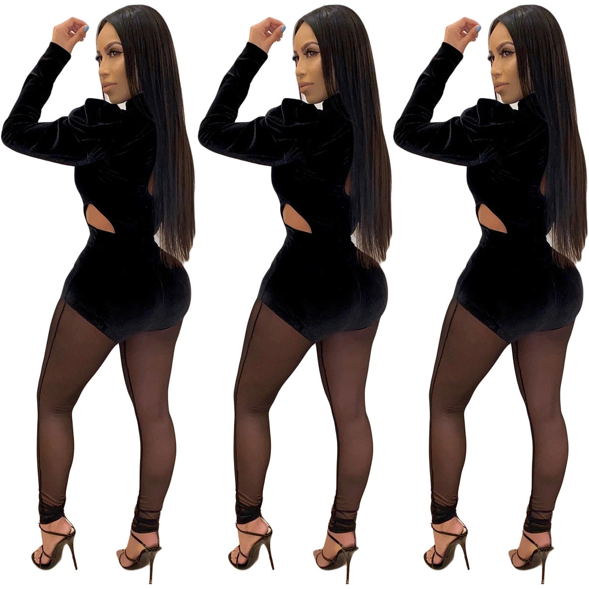 Sexy Full Sleeve Velvet Bodycon