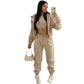 3 pieceLong Sleeve Zip Hoodies+Ribbed Tank+High Waist Three Pieces Outfit