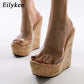 Clear Transparent Peep Toe Platform Women Wedges