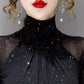 High neck Sexy Black Casual Bright silk Lady shirt