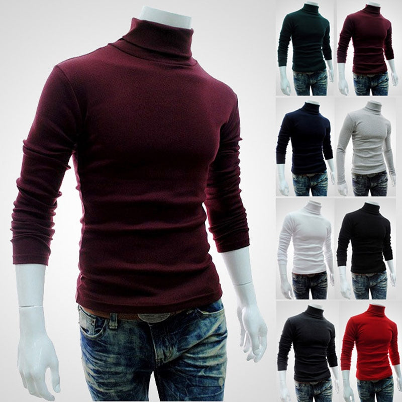 Mens SweaterTurtleneck Solid Color