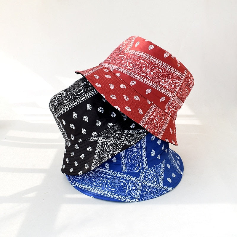 Unisex Cotton Bucket Hat Men Women Cashew Flowers Double-Sided Sun Cap Summer Panama Fashion Fold Sun Fishing Fisherman Hats