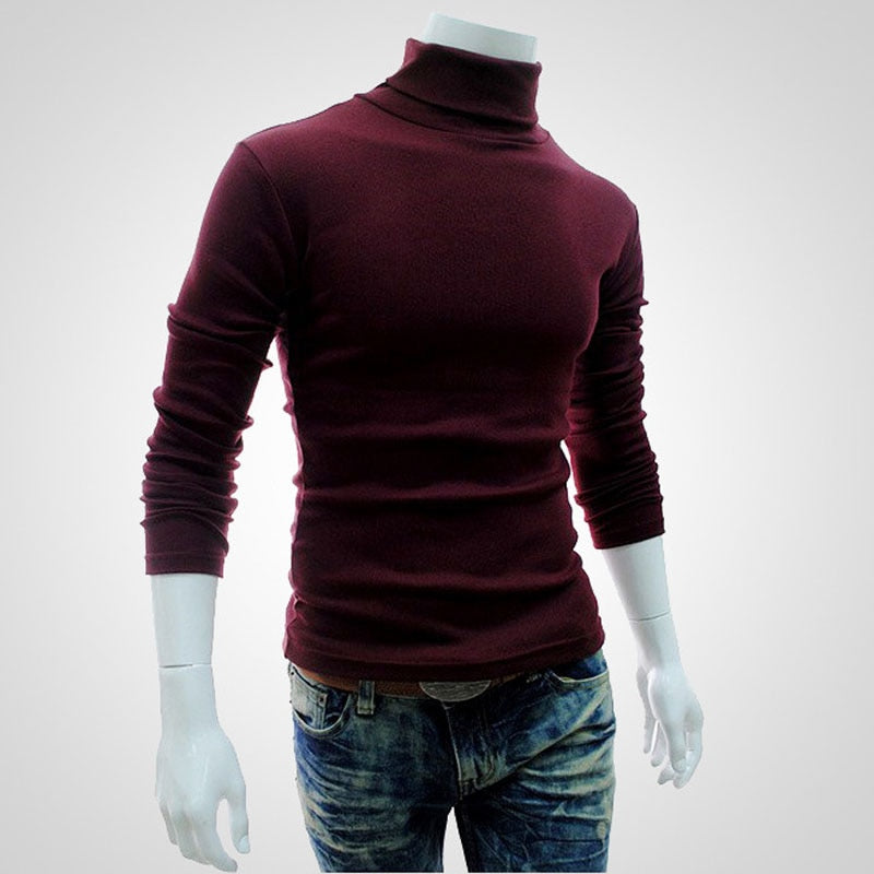 Mens SweaterTurtleneck Solid Color