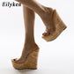 Clear Transparent Peep Toe Platform Women Wedges