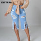 YAYA Women Jeans Hole Ripped