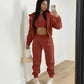 3 pieceLong Sleeve Zip Hoodies+Ribbed Tank+High Waist Three Pieces Outfit