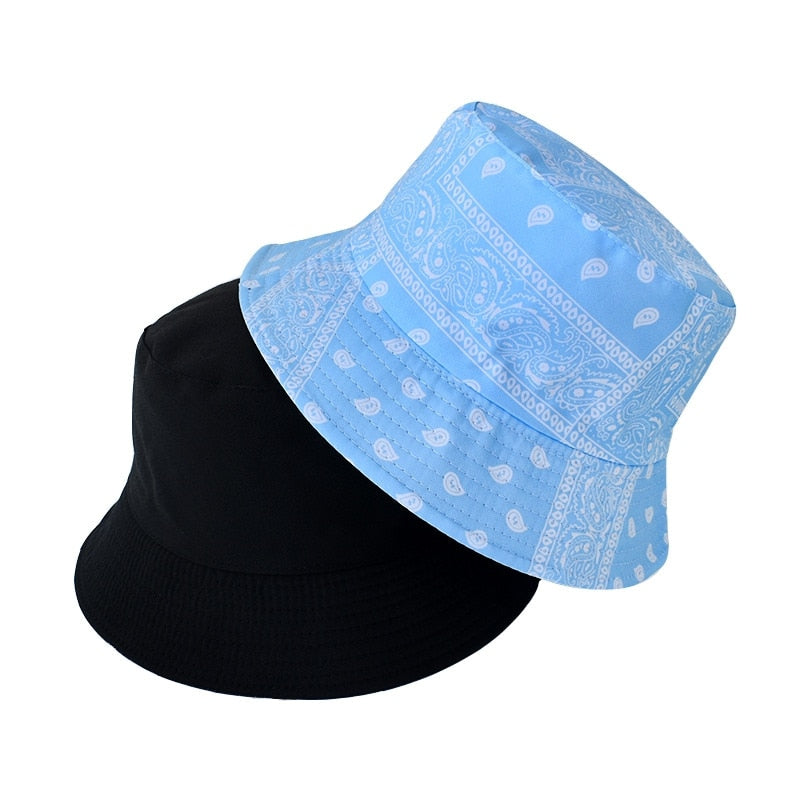Unisex Cotton Bucket Hat Men Women Cashew Flowers Double-Sided Sun Cap Summer Panama Fashion Fold Sun Fishing Fisherman Hats