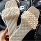 pearl rhinestone women&#39;s all-match casual slippers fashion solid color flat shoes sandals