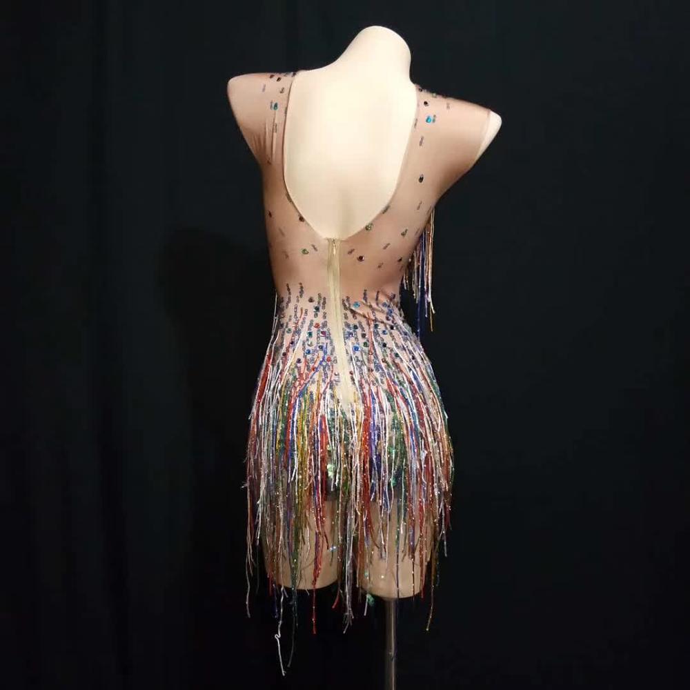 Rhinestones Tassel Nightclub Bodysuit