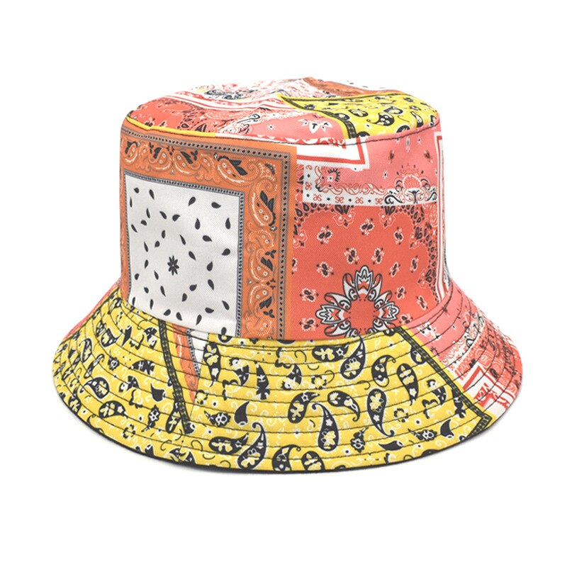 Unisex Cotton Bucket Hat Men Women Cashew Flowers Double-Sided Sun Cap Summer Panama Fashion Fold Sun Fishing Fisherman Hats