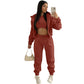 3 pieceLong Sleeve Zip Hoodies+Ribbed Tank+High Waist Three Pieces Outfit