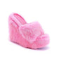 feminine high-heeled fur drag outdoor all-match shoes slippers round head wedges with mink fur ms slippers