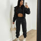 3 pieceLong Sleeve Zip Hoodies+Ribbed Tank+High Waist Three Pieces Outfit