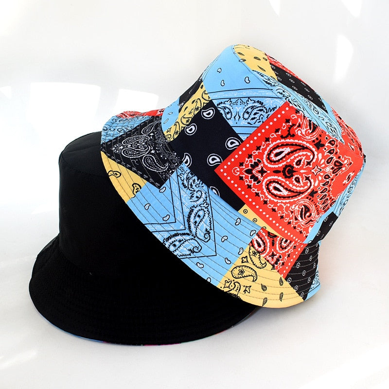 Unisex Cotton Bucket Hat Men Women Cashew Flowers Double-Sided Sun Cap Summer Panama Fashion Fold Sun Fishing Fisherman Hats