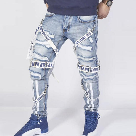 Men trendy street ripped jeans
