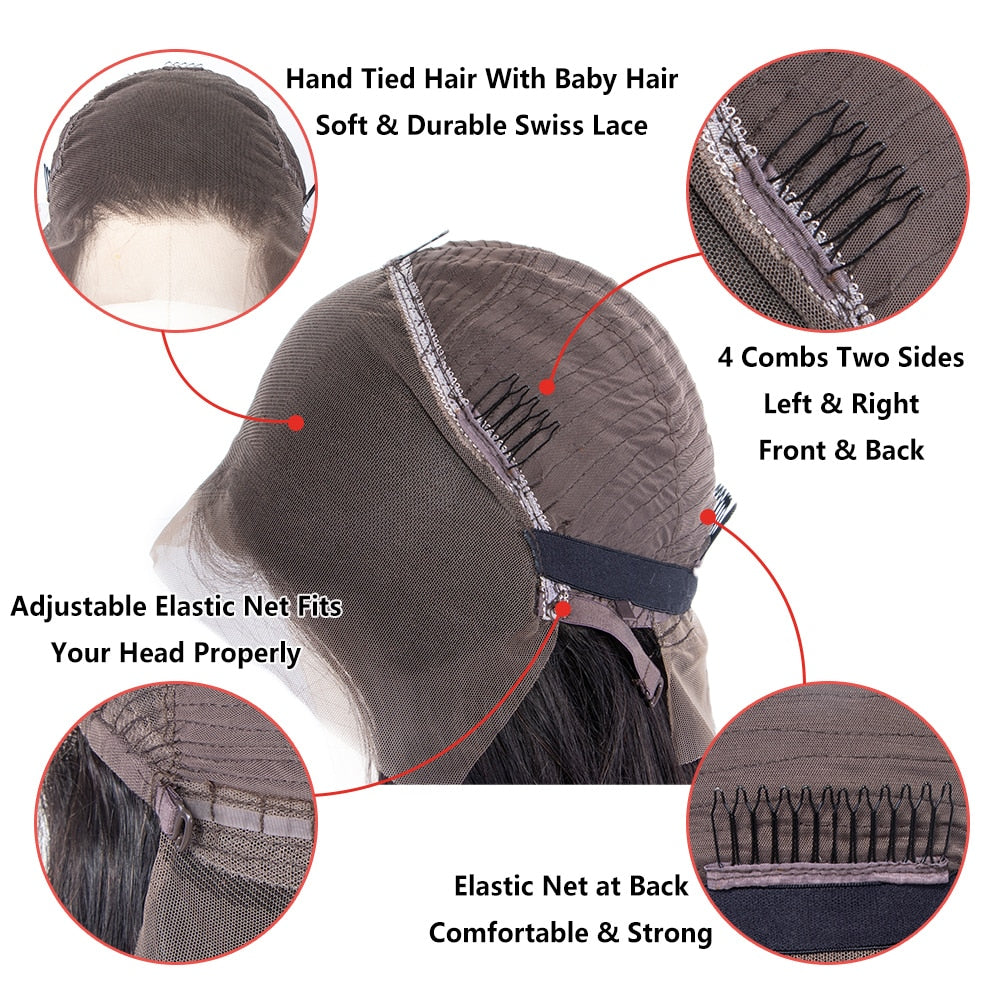 FROST HUMAN HAIR COLLECTION 13X4 Lace Front Wigs For Women 4x4 Lace Closure Wig Straight Lace Frontal Wig Straight Human Hair Wigs with Baby Hair Remy Hair