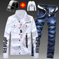 Men Slim Fit Denim Jacket Pants 2pcs Set