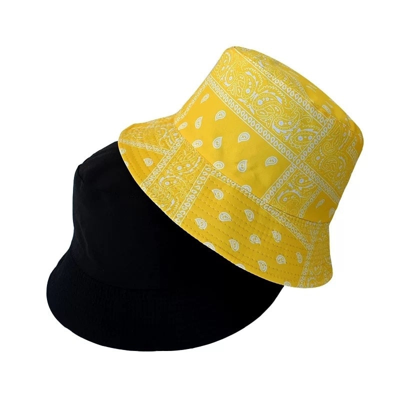 Unisex Cotton Bucket Hat Men Women Cashew Flowers Double-Sided Sun Cap Summer Panama Fashion Fold Sun Fishing Fisherman Hats