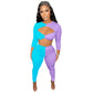 Color Block Patchwork Two Piece Set