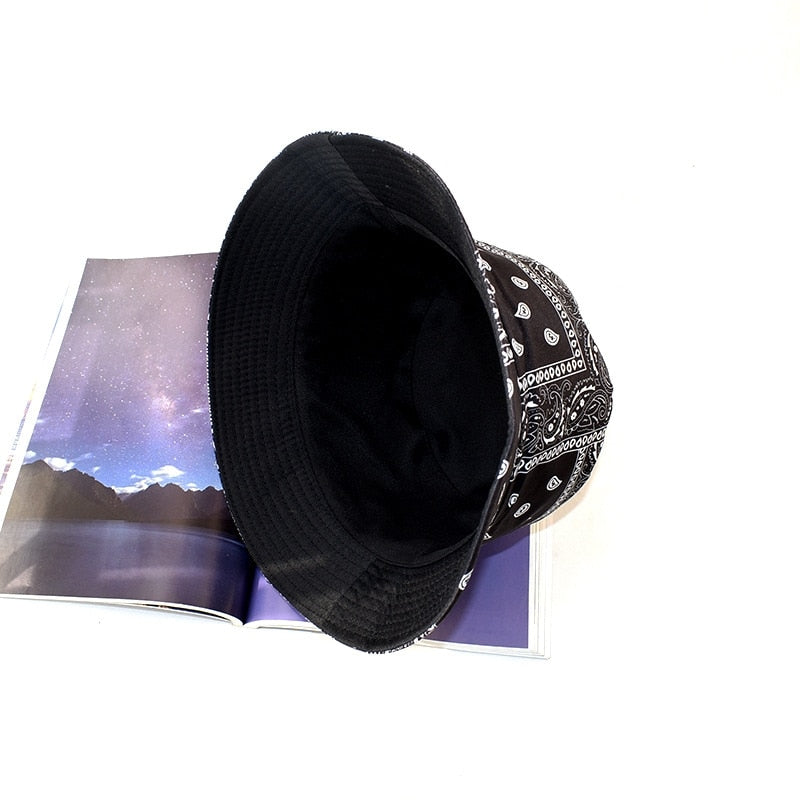 Unisex Cotton Bucket Hat Men Women Cashew Flowers Double-Sided Sun Cap Summer Panama Fashion Fold Sun Fishing Fisherman Hats
