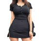 Ribbed Knit Bodycon Mini Blouse Dress