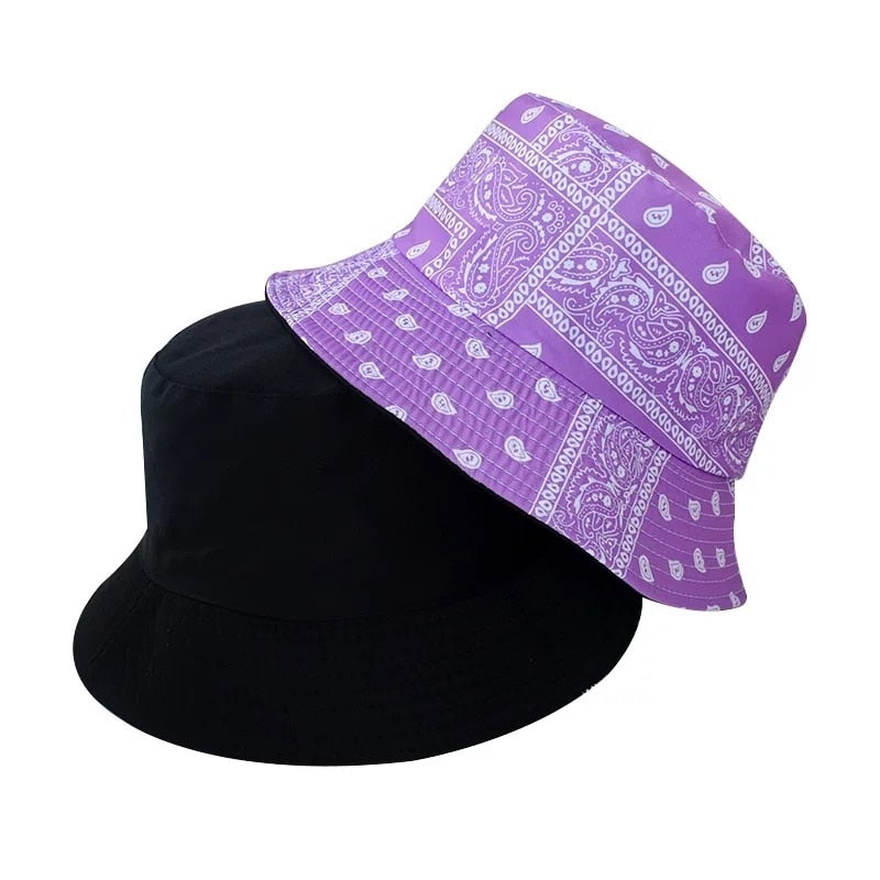 Unisex Cotton Bucket Hat Men Women Cashew Flowers Double-Sided Sun Cap Summer Panama Fashion Fold Sun Fishing Fisherman Hats