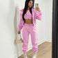 3 pieceLong Sleeve Zip Hoodies+Ribbed Tank+High Waist Three Pieces Outfit