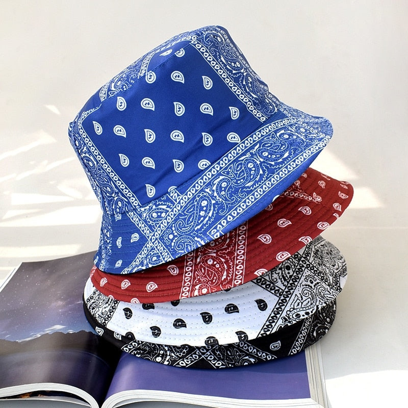 Unisex Cotton Bucket Hat Men Women Cashew Flowers Double-Sided Sun Cap Summer Panama Fashion Fold Sun Fishing Fisherman Hats