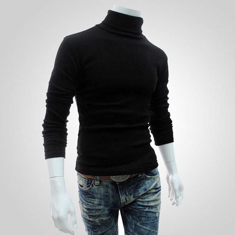 Mens SweaterTurtleneck Solid Color