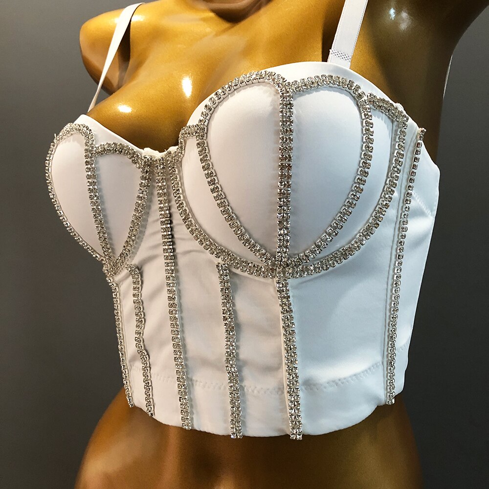 Handmade Women Glitter Diamante Crop Top
