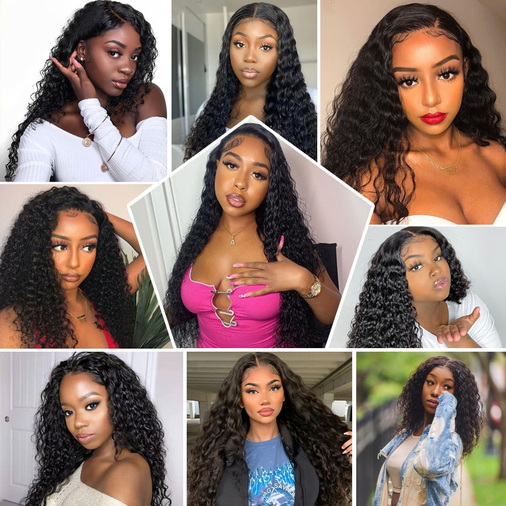 FROSTYYY HUMAN HAIR COLLECTION Deep Wave Closure Wig Human Hair Lace Frontal Wigs For Women 13x6 Lace Front Wig Bleached Knots Wigs 4x4 Deep Wave Frontal Wig