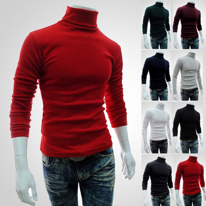 Mens SweaterTurtleneck Solid Color