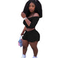 Two Piece Set Women Off Shoulder Buttons Crop Top Shorts 2 Piece Set