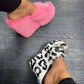 feminine high-heeled fur drag outdoor all-match shoes slippers round head wedges with mink fur ms slippers