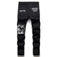 Men Scotland Red Plaid Tartan Patchwork Jeans