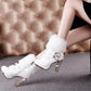 Cresfimix women cute sweet high quality white pu leather high heel boots lady casual autumn &amp; winter warm boots cool shoes a2849