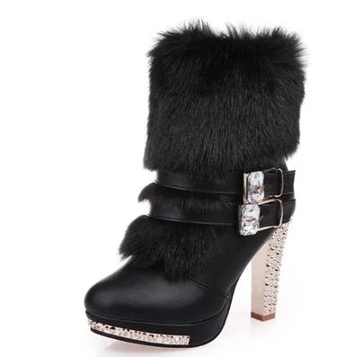 Cresfimix women cute sweet high quality white pu leather high heel boots lady casual autumn &amp; winter warm boots cool shoes a2849