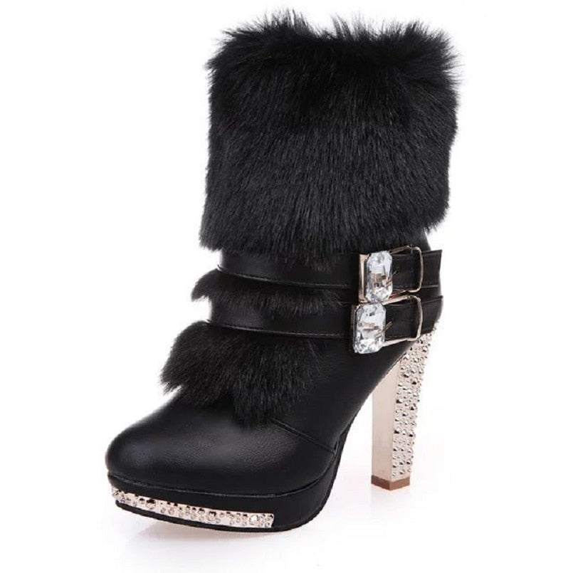 Cresfimix women cute sweet high quality white pu leather high heel boots lady casual autumn &amp; winter warm boots cool shoes a2849