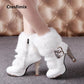 Cresfimix women cute sweet high quality white pu leather high heel boots lady casual autumn &amp; winter warm boots cool shoes a2849
