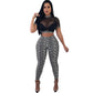 See through Sexy Two Piece Set Women Transparent Mesh Crop Top and Pencil Pants Suit