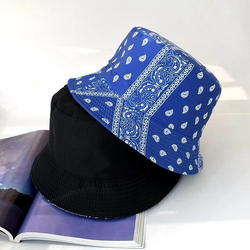 Unisex Cotton Bucket Hat Men Women Cashew Flowers Double-Sided Sun Cap Summer Panama Fashion Fold Sun Fishing Fisherman Hats
