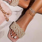 pearl rhinestone women&#39;s all-match casual slippers fashion solid color flat shoes sandals