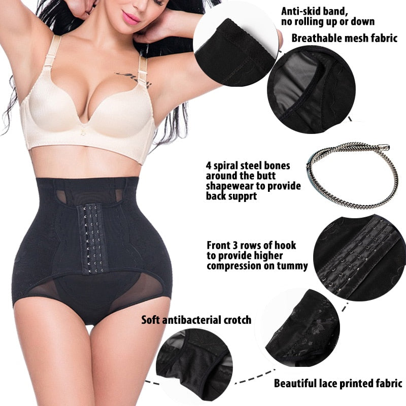 Faja Women Waist Trainer Body Shaper Butt Lifter High Waist Control