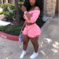 Two Piece Set Women Off Shoulder Buttons Crop Top Shorts 2 Piece Set