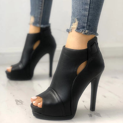 Thin High Heels 11cm Zipper Peep Toe gladiator pumps