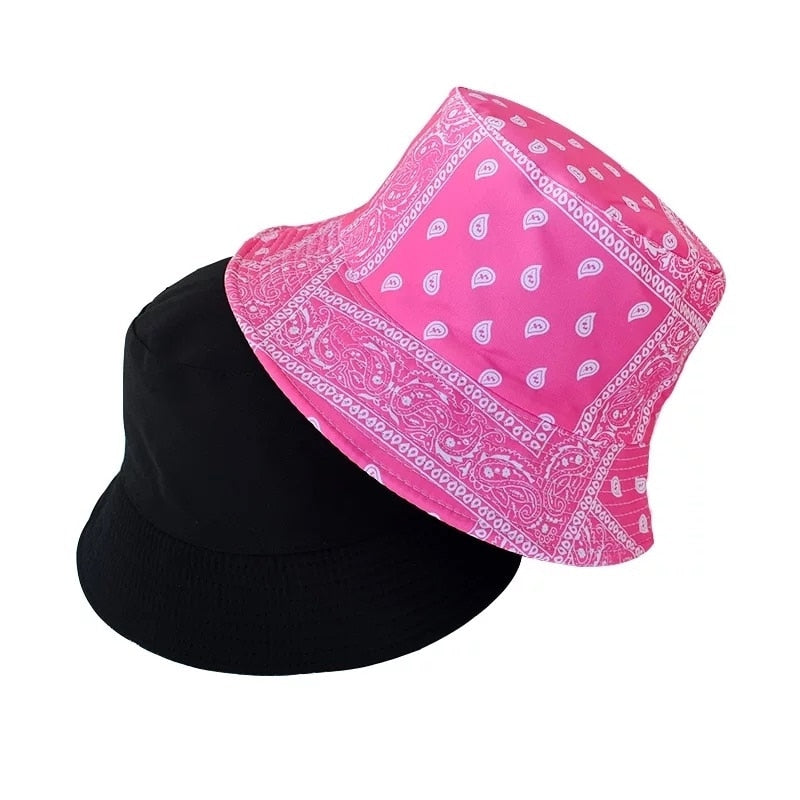 Unisex Cotton Bucket Hat Men Women Cashew Flowers Double-Sided Sun Cap Summer Panama Fashion Fold Sun Fishing Fisherman Hats